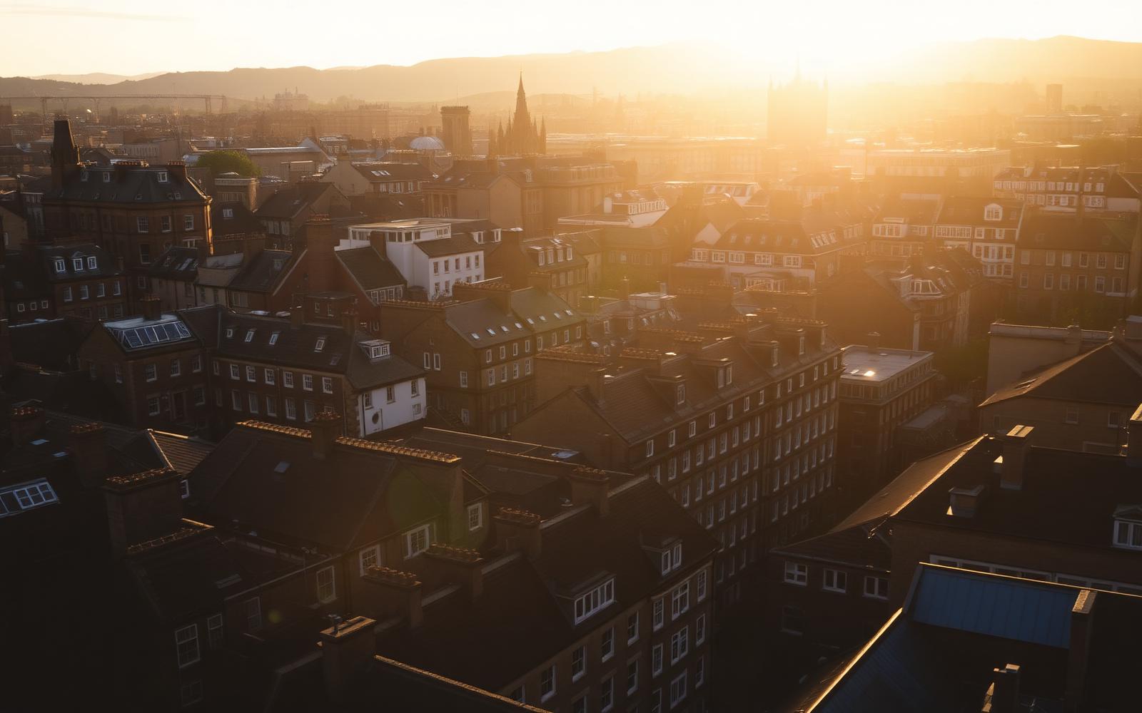 Edinburgh rooftops at golden hour